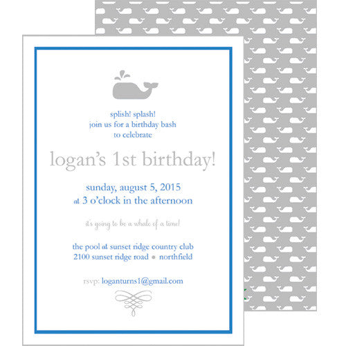 Little Whale Invitation - Grey