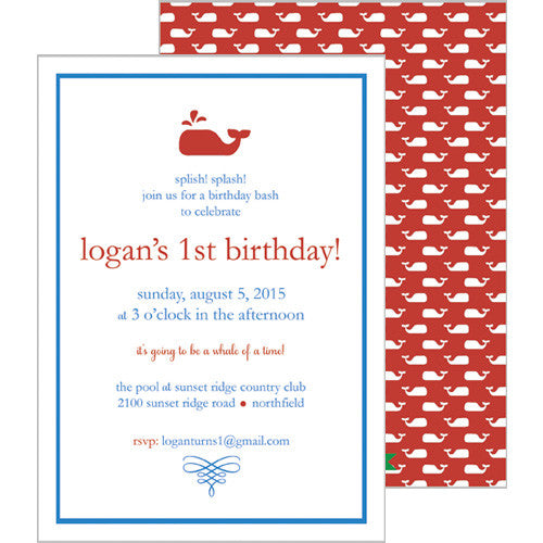 Little Whale Invitation - Red