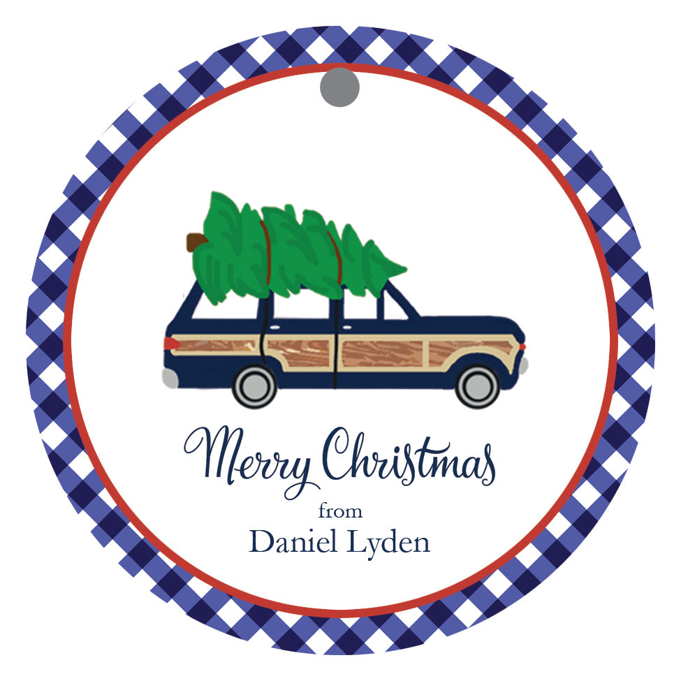 Woodie Jeep Wagoneer Round Gift Tags