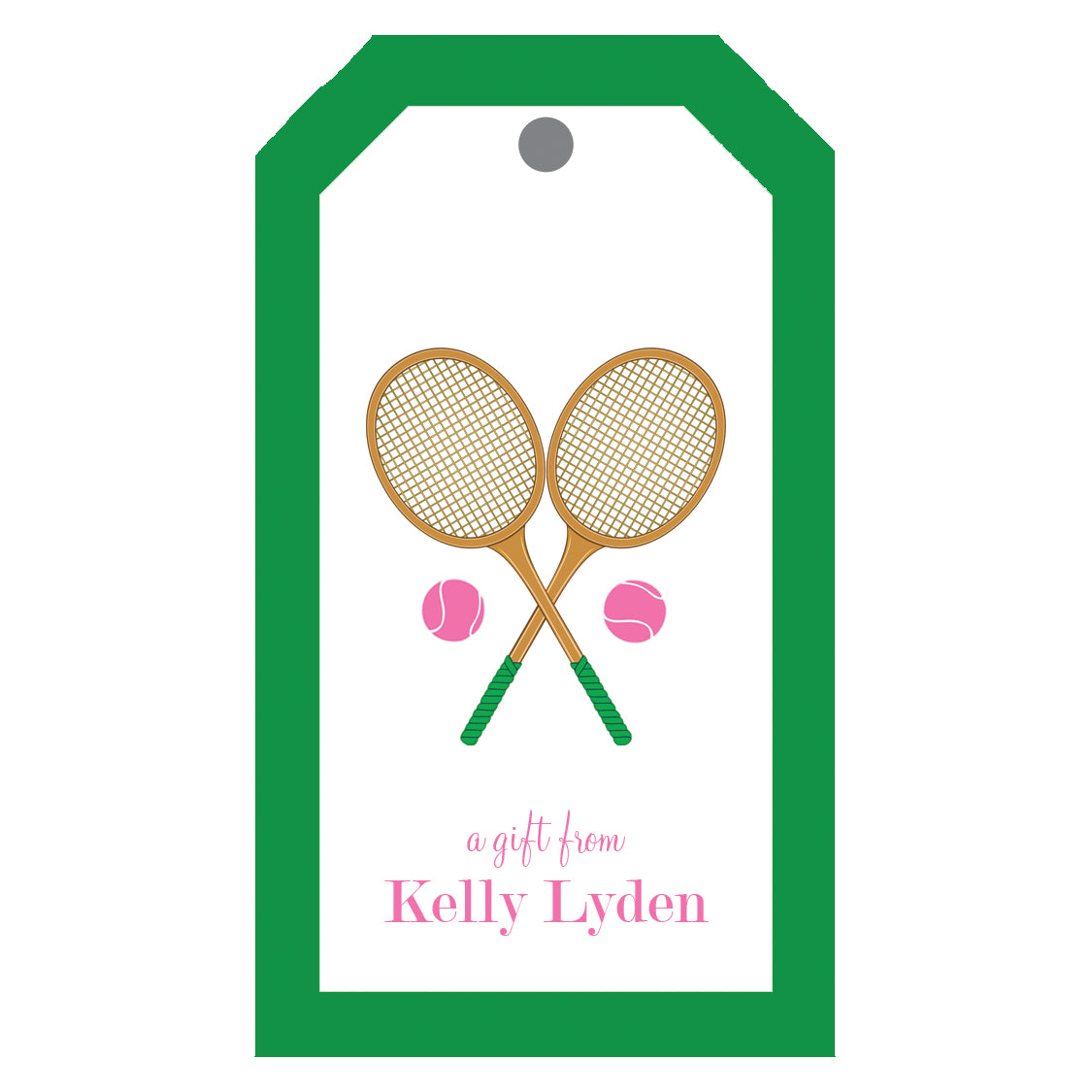 Wood Tennis Racquets Personalized Gift Tags