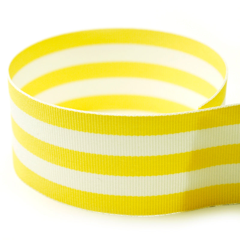 Wholesale Preppy Striped Grosgrain Ribbon | Yellow